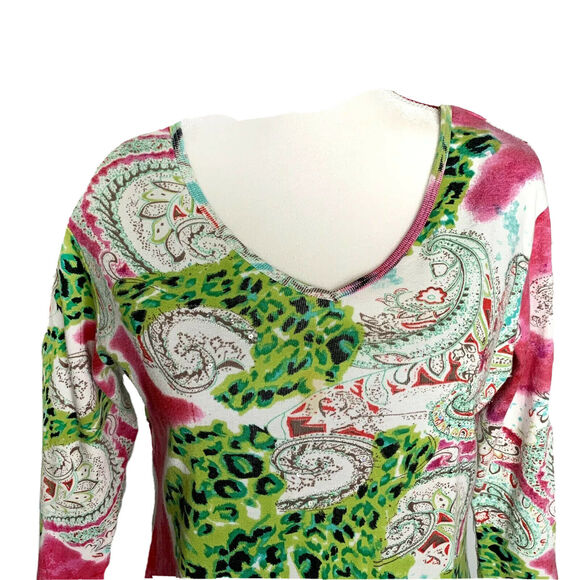 Mirror Image Women's floral Design 3/4 Sleeves Blouse Top Size large tee - Picture 4 of 10